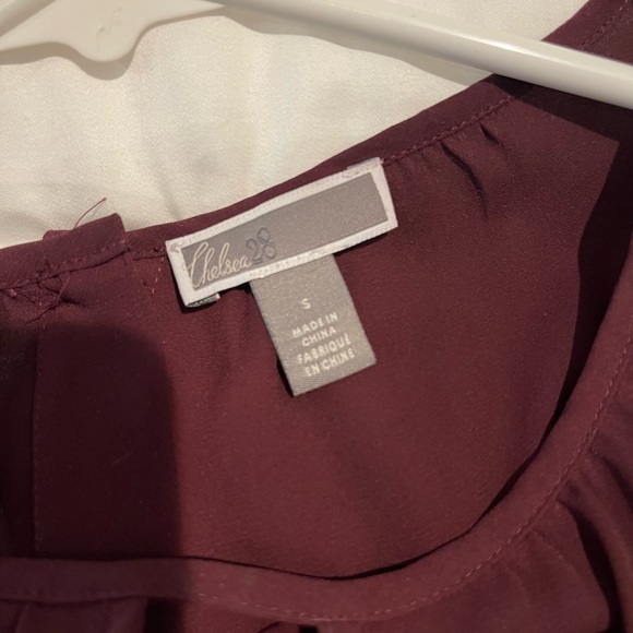 Chelsea 28 Burgundy Lace Inset Sleeve Blouse, Size S - Picture 4 of 4